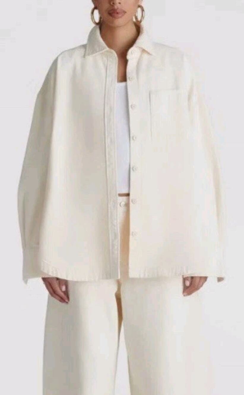 New KBB by Kahlana The Samira cream denim shirt jacket Size 3X Chore Outdoors
